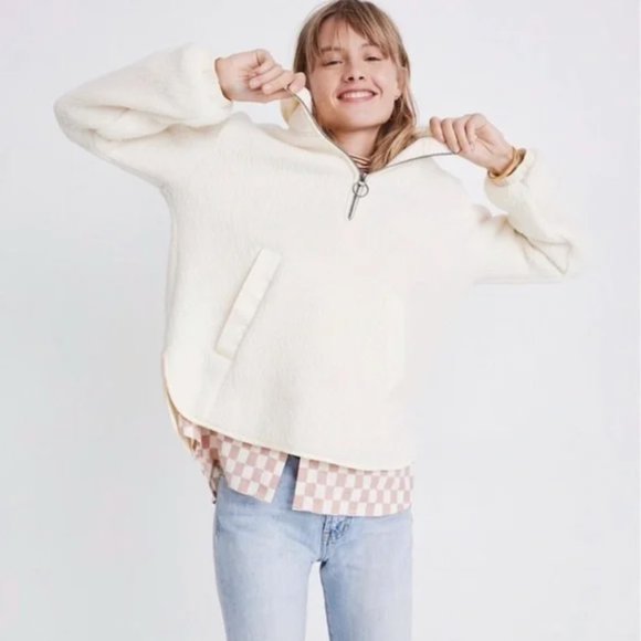 Madewell Jackets & Blazers - Madewell Polartec Fleece Popover Jacket in Cream sz M